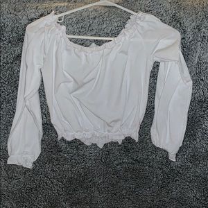 cropped off the shoulder white shirt